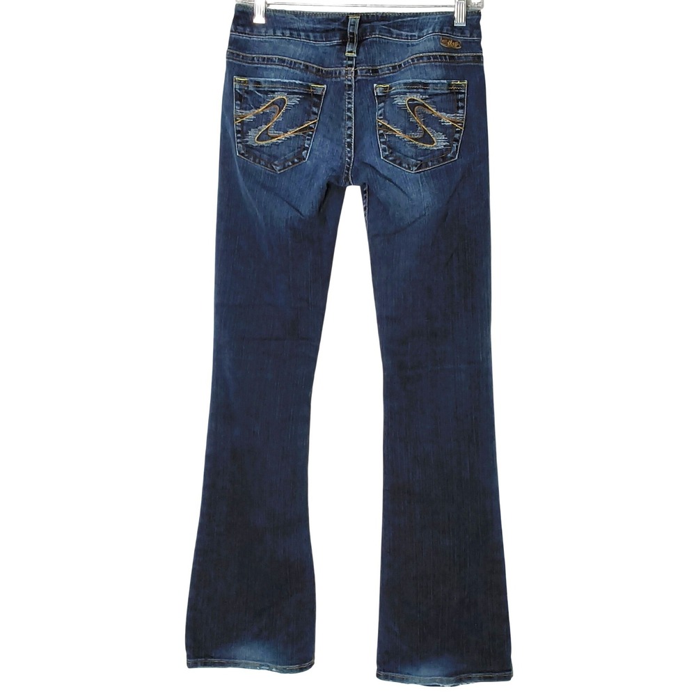 Silver Jeans Tuesday Women Size 26 Dark Wash Low Rise Bootcut Distressed